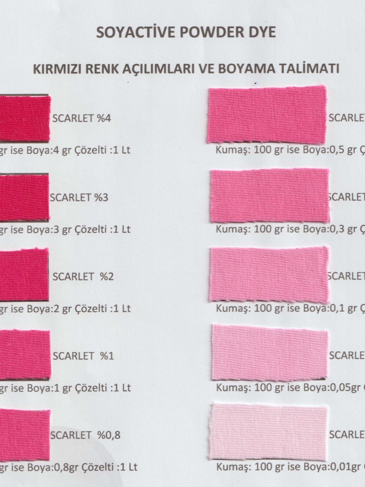 TOZ KUMAŞ BOYASI SCARLET POWDER DYE
