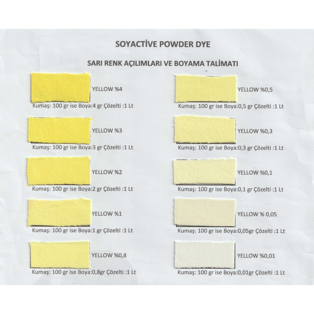 TOZ KUMAŞ BOYASI YELLOW POWDER DYE