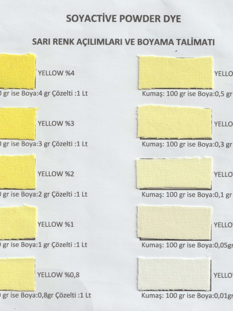 TOZ KUMAŞ BOYASI YELLOW POWDER DYE